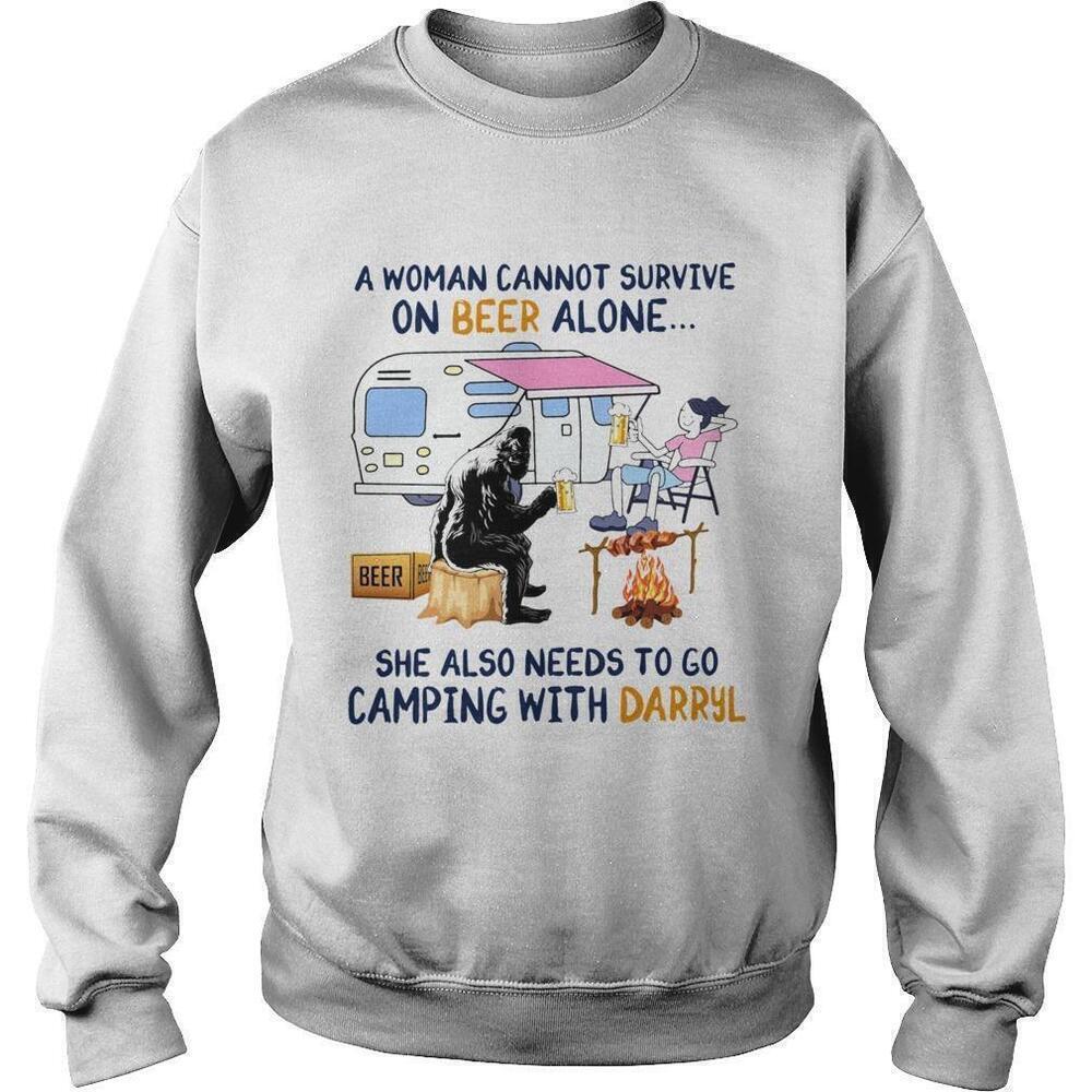 Bigfoot Woman Cannot Survive On Beer Alone Funny Retro Sweatshirt
